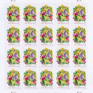 Wedding Celebration Blooms Sheet of 20 2 oz Forever stamps  #205438665088